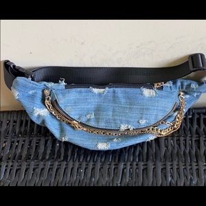 Distressed Denim Blue Fanny Pack